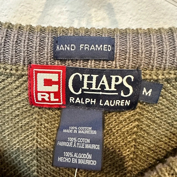 NWT Men's Vintage Chaps Ralph Lauren Hand Framed Herringbone Sweater M - Picture 6 of 8